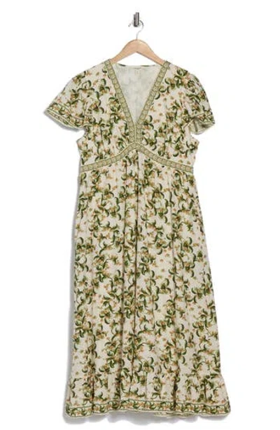 Max Studio Flutter Sleeve V-neck Dress