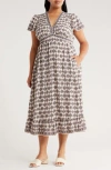 Max Studio Flutter Sleeve V-neck Dress In Multi