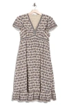 Max Studio Flutter Sleeve V-neck Dress In Multi