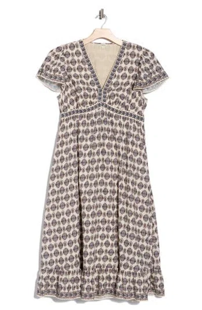 Max Studio Flutter Sleeve V-neck Dress In Multi