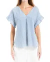 Max Studio Flutter Sleeve V-neck Stripe Knit Top