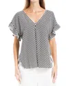 Max Studio Flutter Sleeve V-neck Stripe Knit Top