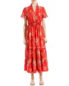 Max Studio Smocked Flutter Sleeve Maxi Dress In Red