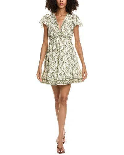 Max Studio Flutter Sleeve V-neck Empire Waist Mini Dress In Multi
