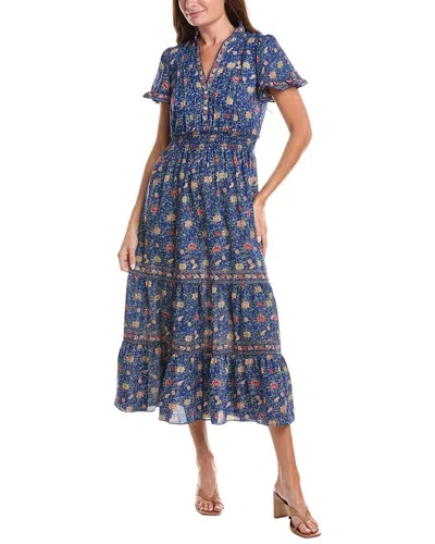 Max Studio Flutter Sleeve V-neck Tier Maxi Dress In Multi