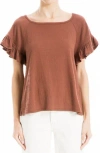 Max Studio Flutter Texture Knit T-shirt In Brown