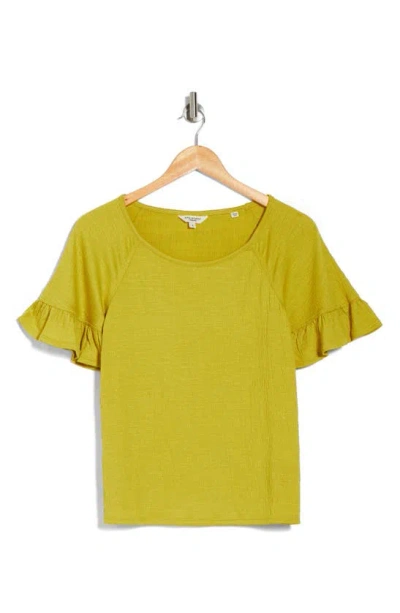Max Studio Flutter Texture Knit T-shirt In Yellow