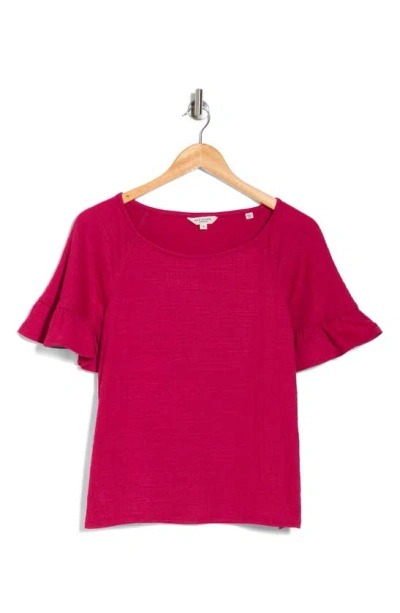 Max Studio Flutter Texture Knit T-shirt In Hibiscus-hibiscus