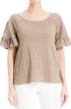 Max Studio Flutter Texture Knit T-shirt In Mocha