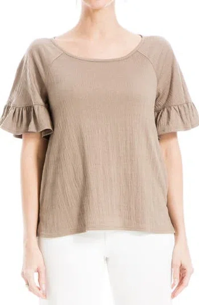 Max Studio Flutter Texture Knit T-shirt In Mocha