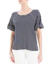 Max Studio Flutter Textured Knit Top In Gray