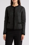 Max Studio Fringe Houndstooth Jacket In Black