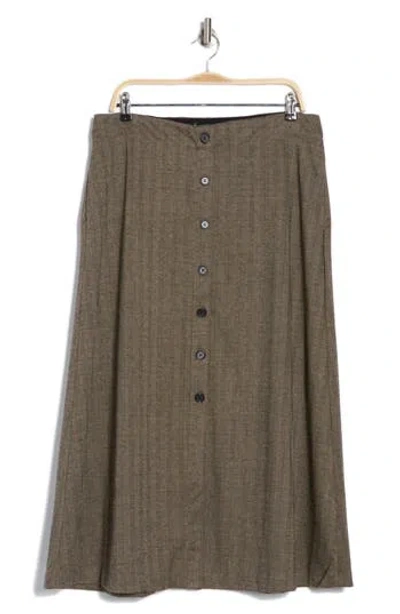 Max Studio Front Button Boot Skirt In Black/camel Herringbone
