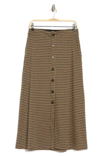 Max Studio Front Button Boot Skirt In Black/camel/grey Geo