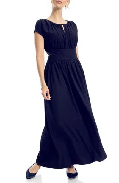 Max Studio Front Keyhole Maxi Dress In Blue