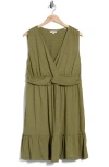 Max Studio Front Knot Tiered Dress In Green