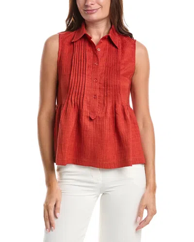 Max Studio Front Pleat Peplum Shirt In Orange