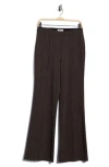 Max Studio Front Seam Double Knit Flared Pants In Brown