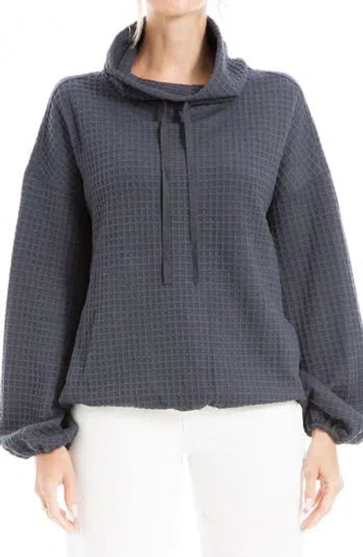 Max Studio Funnel Neck Waffle Knit Pullover In Ombre Blue