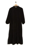 Max Studio Gauze Shirtdress In Black
