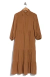Max Studio Gauze Shirtdress In Caramel