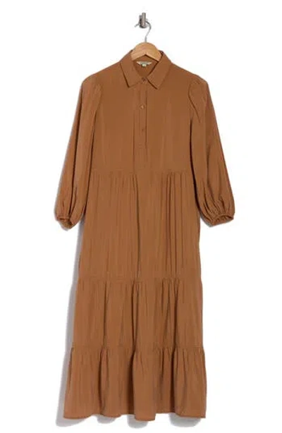 Max Studio Gauze Shirtdress In Caramel