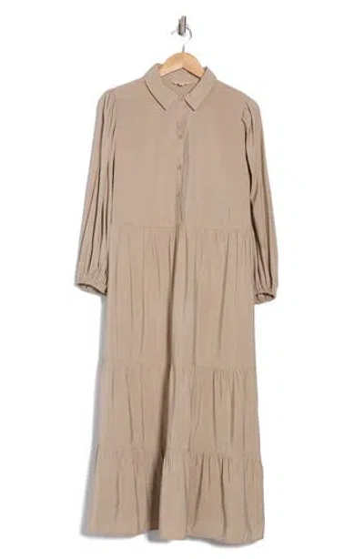 Max Studio Gauze Shirtdress In Cobblestone-cobblestone