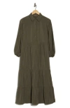 Max Studio Gauze Shirtdress In Sage-sage
