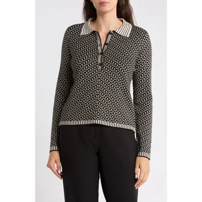 Max Studio Geometric Polo Sweater In Multi