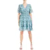 Max Studio Georgette Ditsy Floral Print Tiered Dress In Blue/tl Glrs Dhls