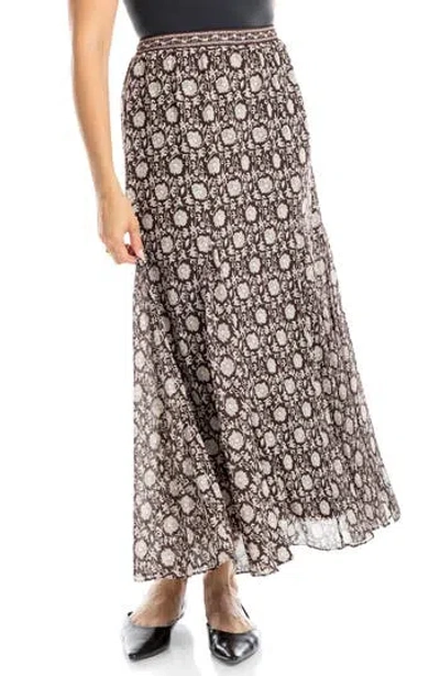 Max Studio Georgette Godet Maxi Skirt In Coffee Small Oriental