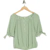Max Studio Gingham Bubble Hem Top In Green
