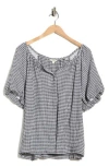 Max Studio Gingham Puff Sleeve Top In Multi