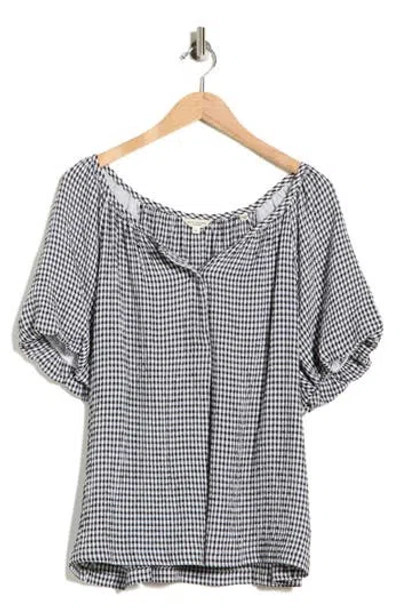 Max Studio Gingham Puff Sleeve Top In Multi