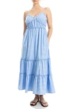Max Studio Gingham Spaghetti Strap Maxi Dress In Light Blue