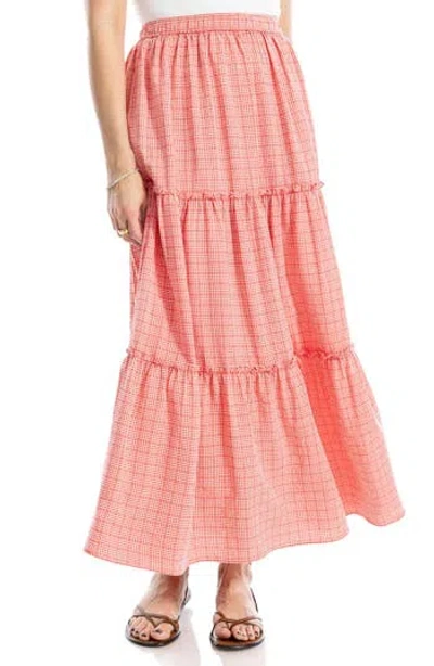 Max Studio Gingham Tiered Maxi Skirt
