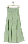 Max Studio Gingham Tiered Skirt In Green