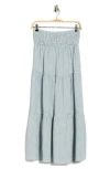 Max Studio Gingham Tiered Skirt In Blue