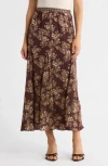 Max Studio Godet Matte Satin Skirt In Brown