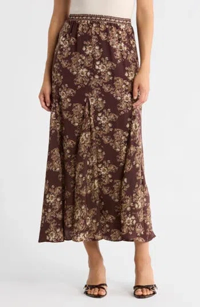 Max Studio Godet Matte Satin Skirt In Brown