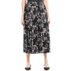Max Studio Graduated Pleat Knee-length Midi Skirt In Black/cream Blossom
