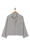 Max Studio Grid Print Roll Sleeve Popover Shirt In Black