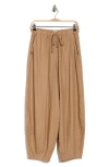 Max Studio Harem Linen Blend Pants In Brown