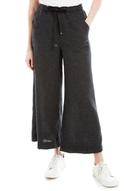 Max Studio Heathered Crop Wide Leg Pants In Black