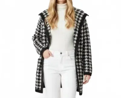 Max Studio Herringbone Open Front Cardigan In Black White