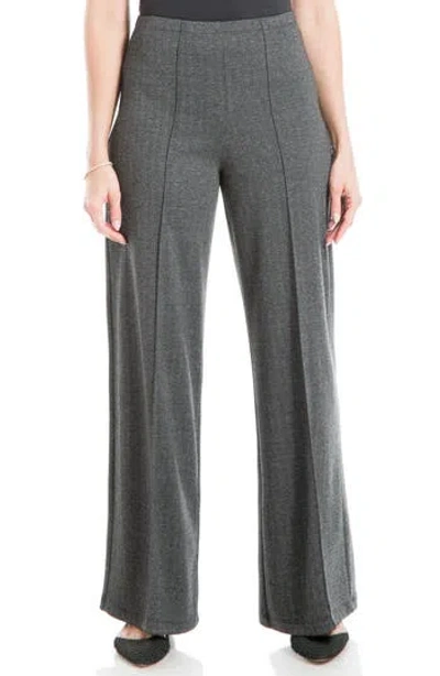 Max Studio Herringbone Wide Leg Pants In Black/charcoal Herringbone