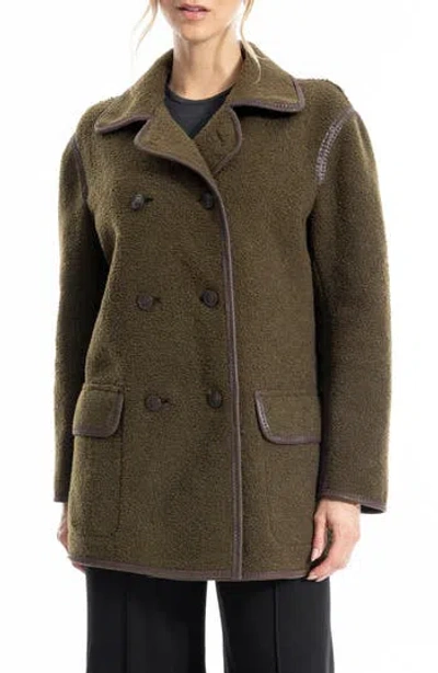 Max Studio High Pile Fleece Jacket In Green