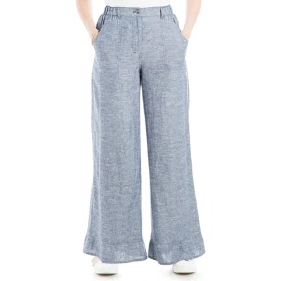 Max Studio High Waist Wide Leg Linen Blend Pants In Navy-xdye