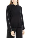 Max Studio Hooded Pullover In Black/off White