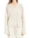 Max Studio Pointelle Hooded Sweater In White